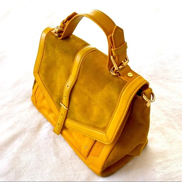 Tory Burch 797 Suede & Leather Satchel Bag - Picture 1 of 15